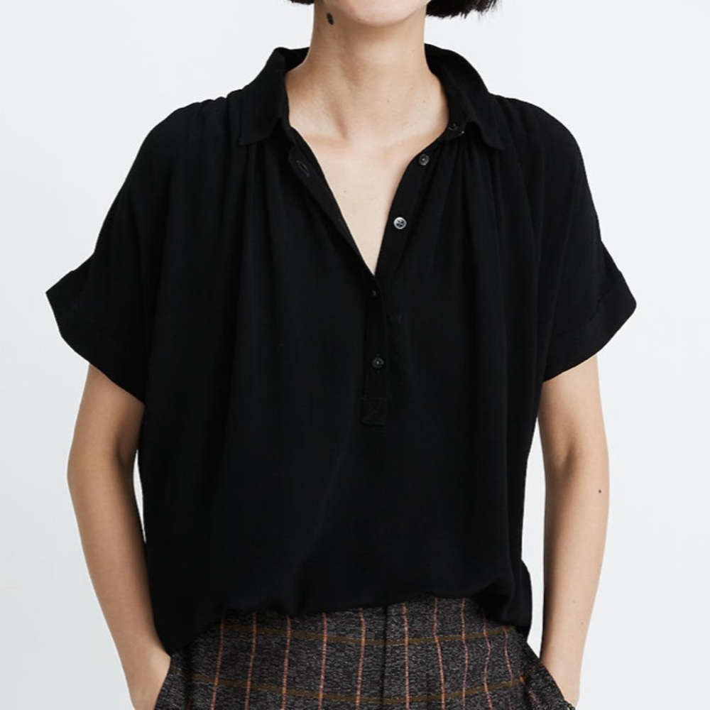 Madewell Black Central Drapey Shirt/Top S